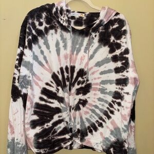 C&C CALIFORNIA Tie-Dye Twist-Front Hoodie with Spiral Design Size XL